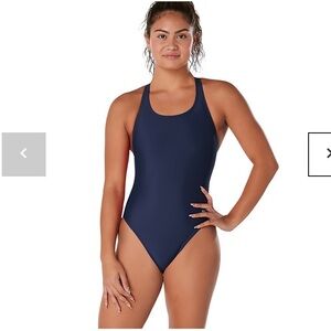 Speedo Super Pro Back navy racing swimsuit,durable & supportive design. Size 16